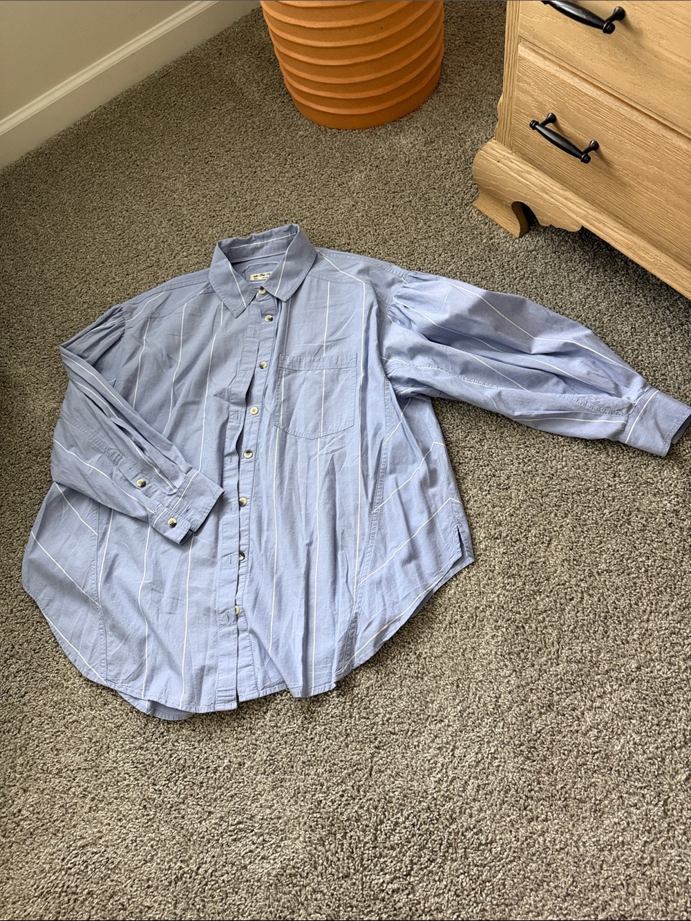 We The Free Light Blue Pinstripe Button-Up Shirt